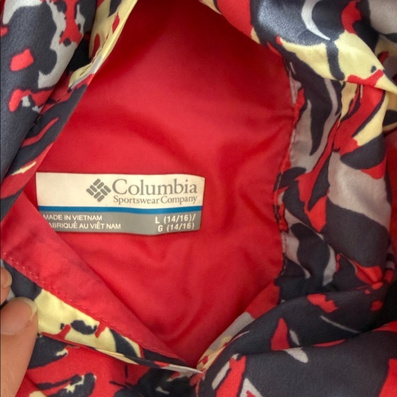 Columbia Girls Reversible Hooded Jacket – Size Large – Coral / Patterned - Picture 3 of 4